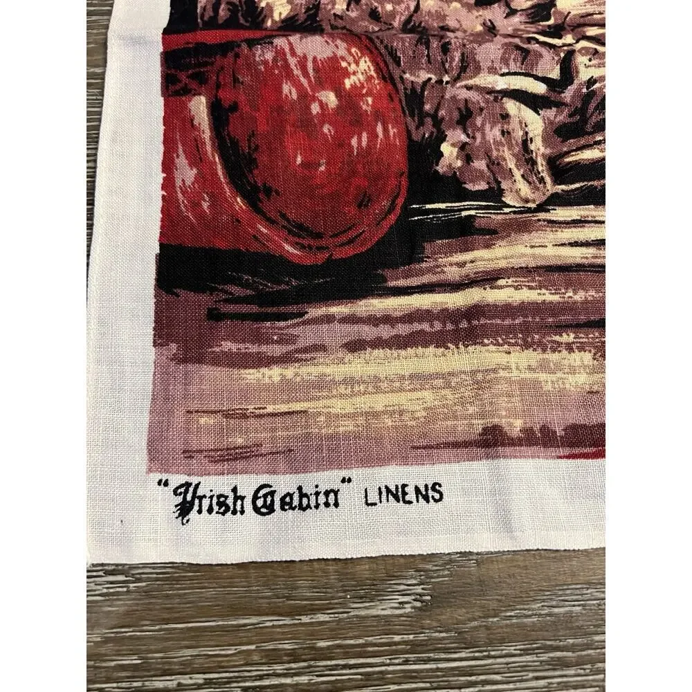 NWOT Vintage Tea Towel Kitchen Souvenir Irish Cabin Victorian Boy A32-9 #